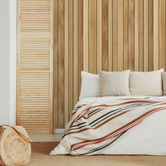 Wood Slats Wallpaper – Modern Peel-and-Stick Bedroom Office Design