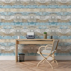 Rustic Weathered Wood Wallpaper – Farmhouse Peel-and-Stick Bedroom Design