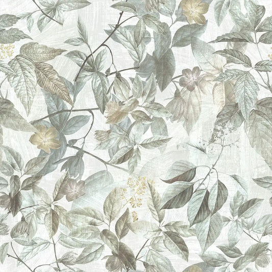 Sage Green Botanical Wallpaper – Minimal Peel-and-Stick Bedroom Living Room Design