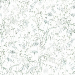 Sage Green Meadow Wallpaper – Natural Peel-and-Stick Bedroom Living Room Design