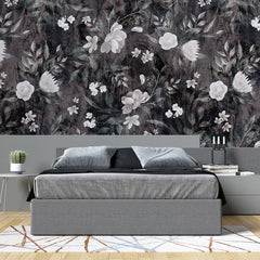 Dark Floral Wallpaper – Moody Peel-and-Stick Bedroom Accent Wall Design