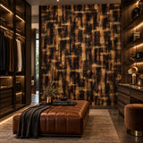 Dark Abstract Gold Brush Wallpaper – Luxury Peel-and-Stick Bedroom Accent Wall