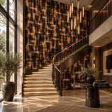 Dark Abstract Gold Brush Wallpaper – Luxury Peel-and-Stick Bedroom Accent Wall