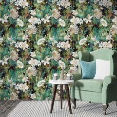 Green Botanical Wallpaper – Natural Peel-and-Stick Bedroom Living Room Design