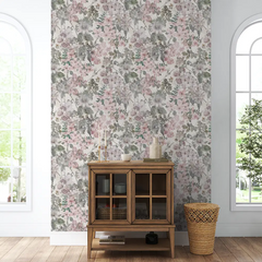 Vintage Blush Floral Wallpaper – Romantic Peel-and-Stick Bedroom Living Room Design