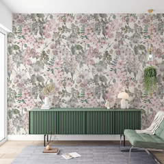Vintage Blush Floral Wallpaper – Romantic Peel-and-Stick Bedroom Living Room Design