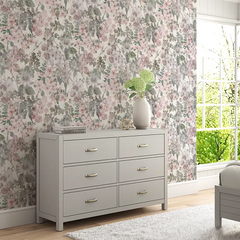 Vintage Blush Floral Wallpaper – Romantic Peel-and-Stick Bedroom Living Room Design