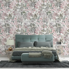 Vintage Blush Floral Wallpaper – Romantic Peel-and-Stick Bedroom Living Room Design