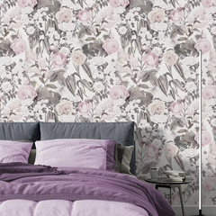 Blush Pink Floral Wallpaper – Soft Romantic Peel-and-Stick Bedroom Design