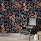 Moody Botanical Wallpaper – Dark Peel-and-Stick Bedroom Accent Wall Design