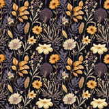 Black Beige Floral Wallpaper – Elegant Peel-and-Stick Bedroom Accent Wall Design