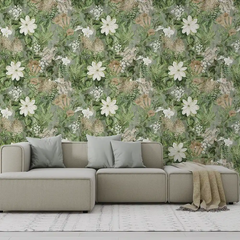 Green Botanical Wallpaper – Natural Peel-and-Stick Bedroom Living Room Design