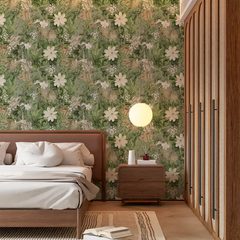 Green Botanical Wallpaper – Natural Peel-and-Stick Bedroom Living Room Design