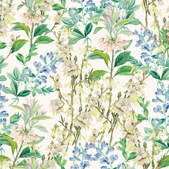 Blue Green Botanical Wallpaper – Natural Peel-and-Stick Bedroom Living Room Design