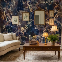 Luxury Dark Floral Wallpaper – Moody Peel-and-Stick Bedroom Accent Wall Design