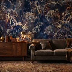 Luxury Dark Floral Wallpaper – Moody Peel-and-Stick Bedroom Accent Wall Design