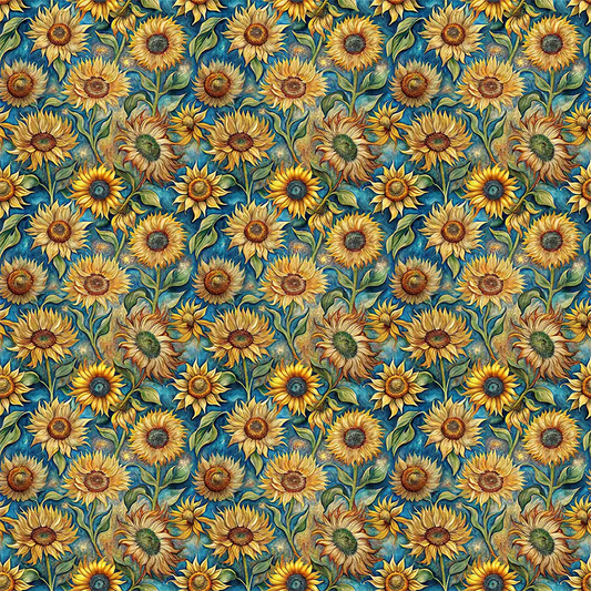 Teal Yellow Sunflower Wallpaper