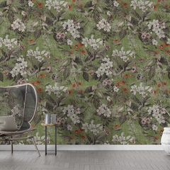 Olive Rust Botanical Wallpaper