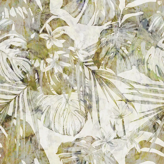 Beige Olive Tropical Wallpaper
