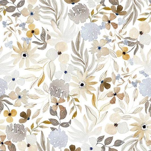 Beige Gray Floral Wallpaper