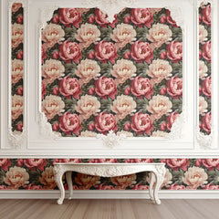 Pink Peony Floral Wallpaper – Romantic Peel-and-Stick Bedroom Living Room Design