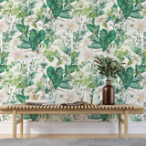 Emerald Green Botanical Wallpaper – Bold Peel-and-Stick Bedroom Living Room Design