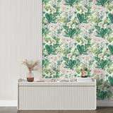 Emerald Green Botanical Wallpaper – Bold Peel-and-Stick Bedroom Living Room Design