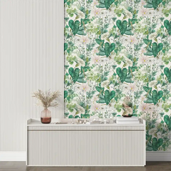 Emerald Green Botanical Wallpaper – Bold Peel-and-Stick Bedroom Living Room Design
