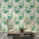 Emerald Green Botanical Wallpaper – Bold Peel-and-Stick Bedroom Living Room Design