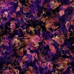 Deep Purple Botanical Wallpaper – Dramatic Peel-and-Stick Bedroom Accent Wall Design