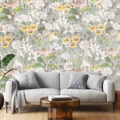 Soft Sage Green Botanical Wallpaper – Natural Peel-and-Stick Bedroom Living Room