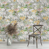 Soft Sage Green Botanical Wallpaper – Natural Peel-and-Stick Bedroom Living Room