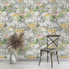Soft Sage Green Botanical Wallpaper – Natural Peel-and-Stick Bedroom Living Room