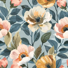 Soft Pastel Vintage Floral Wallpaper – Elegant Garden Peel-and-Stick Bedroom Design