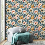 Soft Pastel Vintage Floral Wallpaper – Elegant Garden Peel-and-Stick Bedroom Design