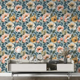 Soft Pastel Vintage Floral Wallpaper – Elegant Garden Peel-and-Stick Bedroom Design