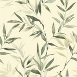 Soft Neutral Bamboo Leaf Zen Wallpaper – Minimal Natural Peel-and-Stick Design