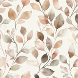 Soft Neutral Watercolor Leaf Wallpaper – Minimal Elegant Peel-and-Stick Bedroom Design