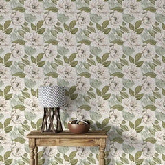 Soft Neutral Floral Wallpaper – Minimal Classic Peel-and-Stick Bedroom Office Design