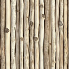 Natural Driftwood Stick Wallpaper – Rustic Organic Peel-and-Stick Bedroom Design