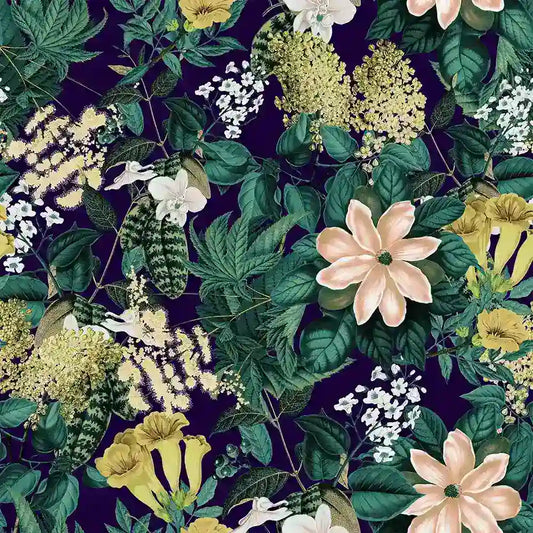 Midnight Jungle Floral Wallpaper Bold Botanical Exotic Garden Wall Design