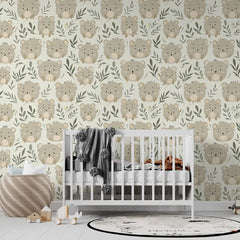 Cute Quokka Boho Nursery Wallpaper – Soft Peel-and-Stick Kids Room Design