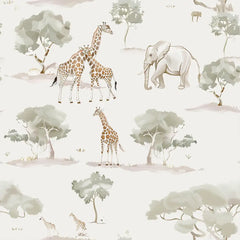Safari Animal Wallpaper – Kids Room Nursery Peel-and-Stick Removable Design