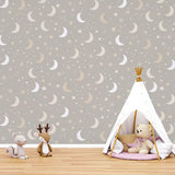 Moon and Stars Nursery Wallpaper – Dreamy Peel-and-Stick Kids Room Removable Design