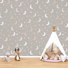 Moon and Stars Nursery Wallpaper – Dreamy Peel-and-Stick Kids Room Removable Design