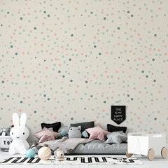 Pastel Polka Dot Wallpaper – Cheerful Nursery Kids Room Peel-and-Stick Design