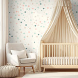 Pastel Polka Dot Wallpaper – Cheerful Nursery Kids Room Peel-and-Stick Design