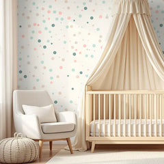 Pastel Polka Dot Wallpaper – Cheerful Nursery Kids Room Peel-and-Stick Design
