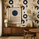 Bauhaus Abstract Circle Wall Mural – Modern Peel-and-Stick Office Living Room Design