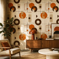Bauhaus Abstract Circle Wall Mural – Modern Peel-and-Stick Office Living Room Design